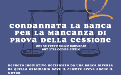 Cessione in blocco – banca condannata